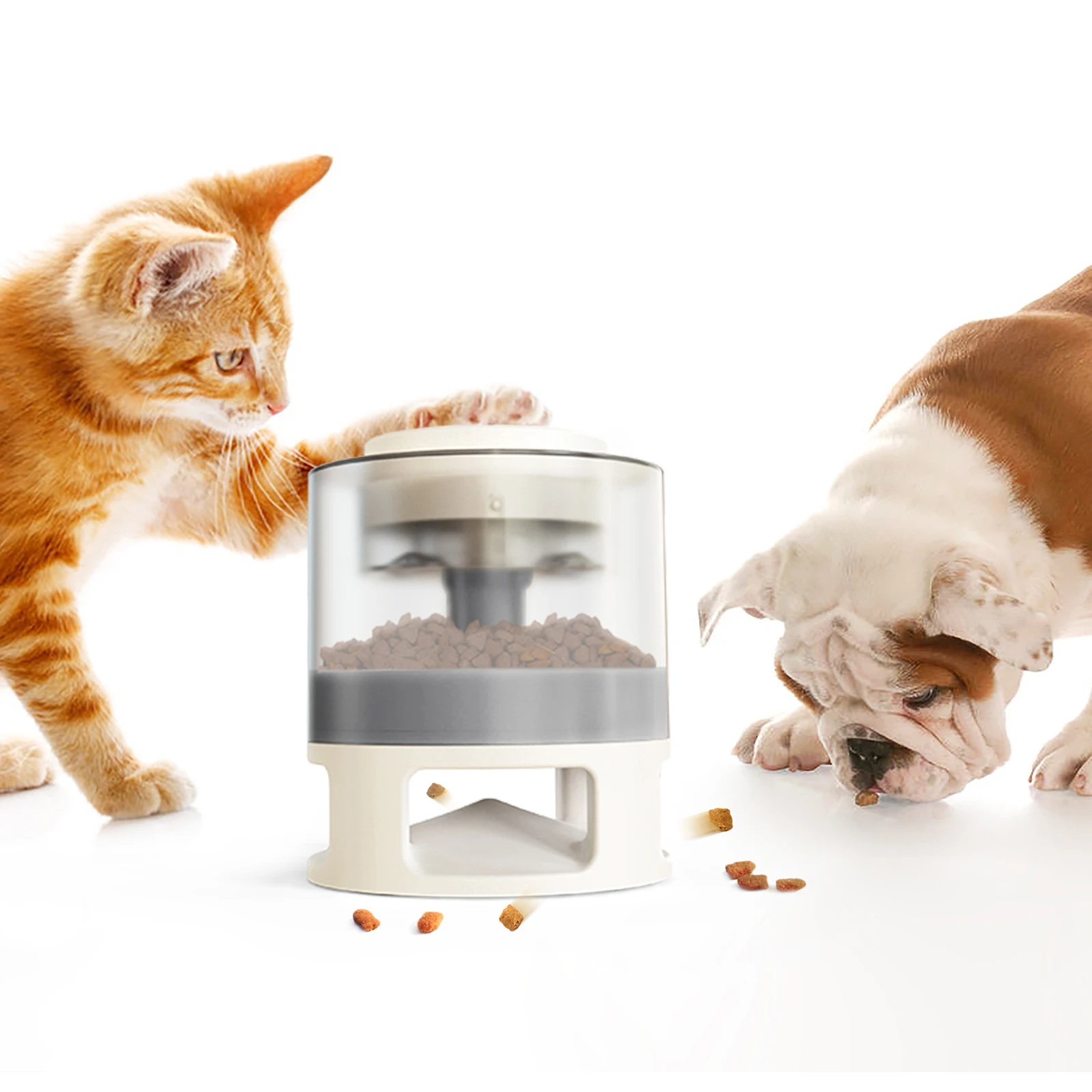 

2021 new Dog Food Catapult Puzzle Fun Dog Food Feeder Fun Round Food Catapult Design Fun Feeding Supplies, White/pink/pink-white/yellow/yellow-white