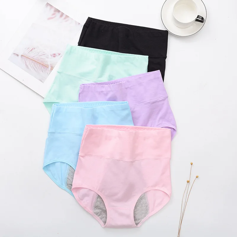 

Starwin OEM&ODM High Waist Women's Breathable Waterproof Underwear Girls Absorbent Reusable Menstrual Briefs Period Panties, Black, light purple,light bule, pink, light green