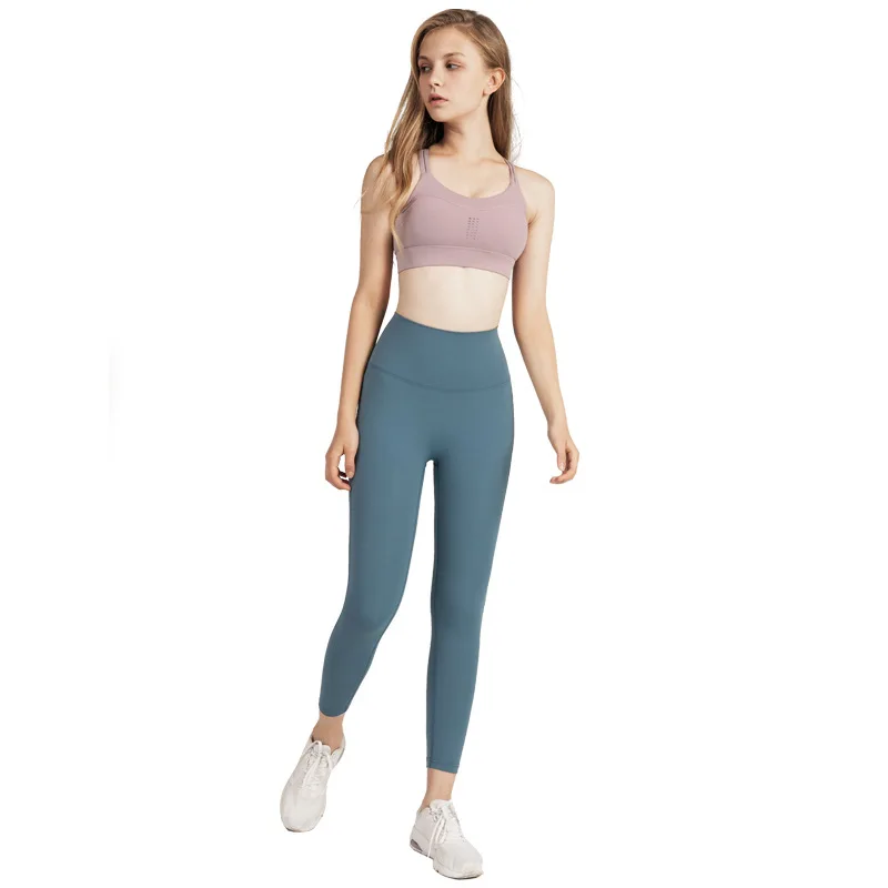 

solid color fast drying high waist pants yoga pants women elastic tight hip lifting exercise fitness pants