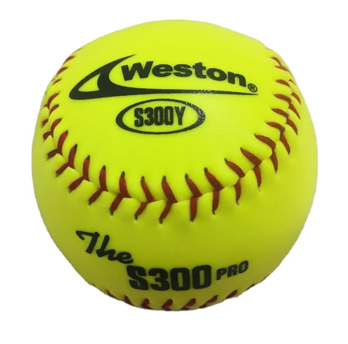 

Yellow Synthetic leather cork and rubber center Weston S300 Softball balls for practice pelots beisbol