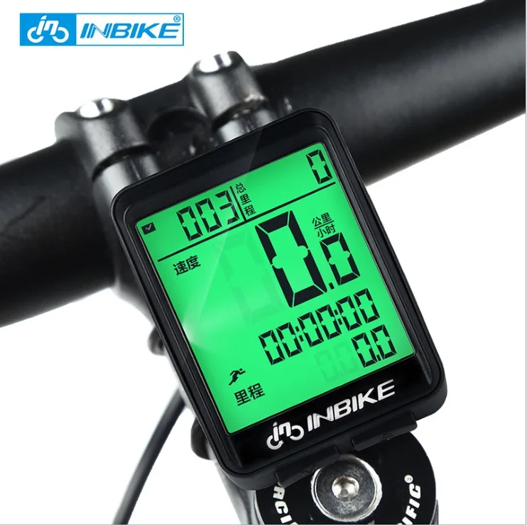 

INBIKE Custom Waterproof Wireless white green Backlight Exercise Bike Computer bicycle Speedometer