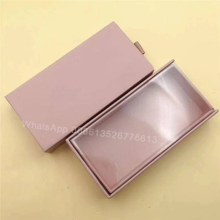 

Wholesale Custom Logo Empty Nude PVC Drawer Eyelash Customiz Packaging Box For 3D 25MM Mink Eyelashes, Natural black