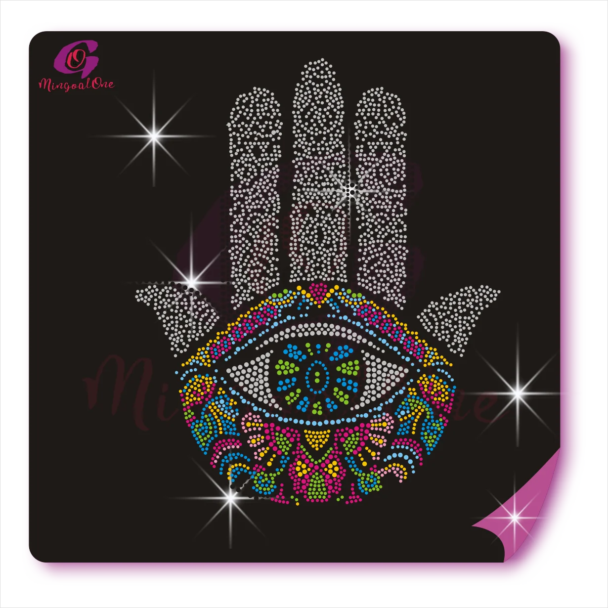 

Hot Sale Sparkle Hand Eye Hotfix Rhinestone Transfer Design Popular Rhinestone Heat Transfer Motif, Select from color chart