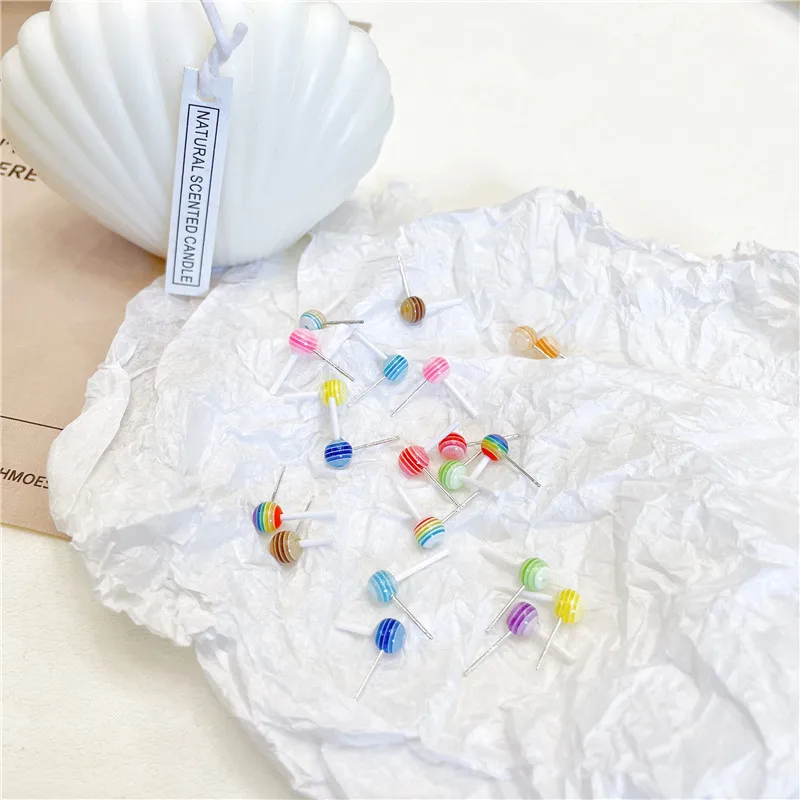 

Simple mini color lollipop earrings female personality lovely ornaments, Colorful