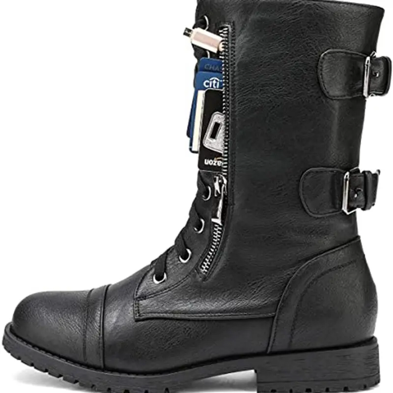 

Women's Ankle Bootie Winter Lace up Mid Calf Military Combat Boots