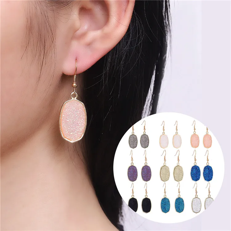 

European And American Cross-Border Source Pendant Women'S Earrings Geometric Resin Crystal Tooth Earrings, Picture shows