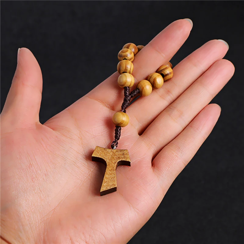 

Komi 10mm Wooden Beads Rosary bracelet Finger Chain Prayer Bracelet 11pc Beads Bracelets Handmade Religious Jewelry R-070