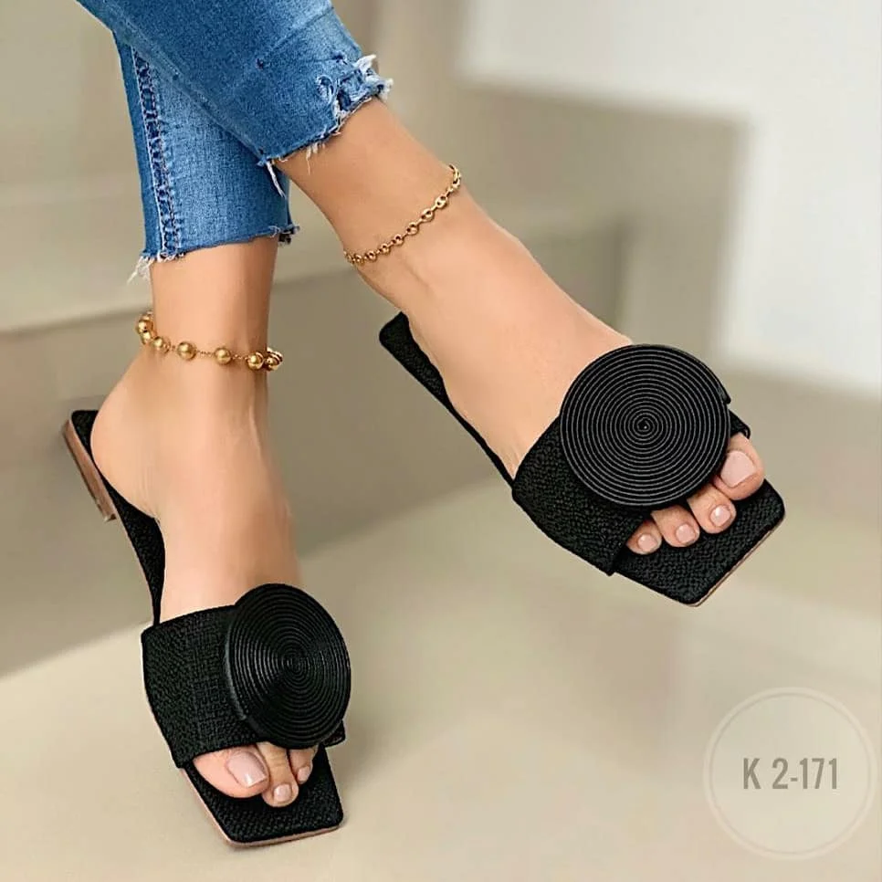 

Women's slippers summer 020 comfortable flat bottomed square head women's shoes 40-43 casual wear slippers drop shipping, Black, brown, apricot