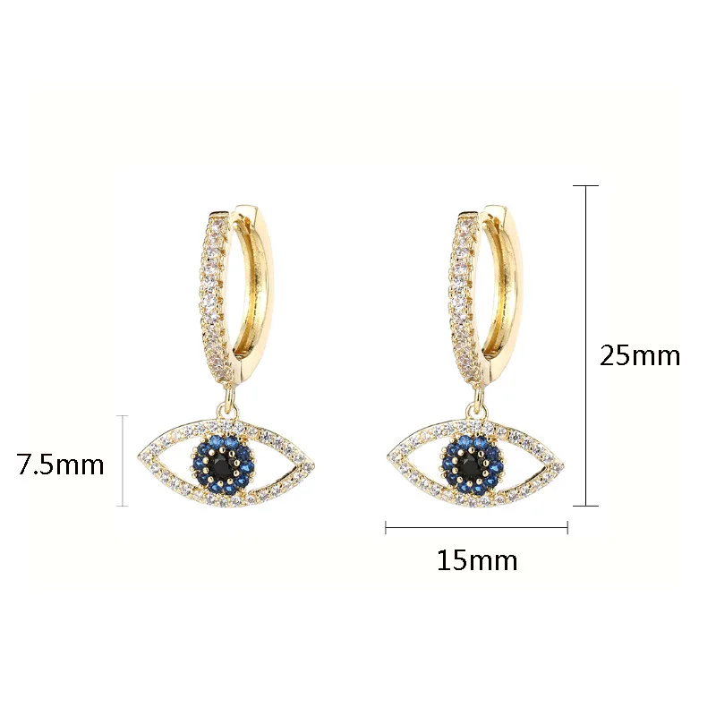 

Korean Micro Cubic Pave 24k Solid Rose Gold Plated Brass Crytal Chunky Hoop Type Eyes Earrings