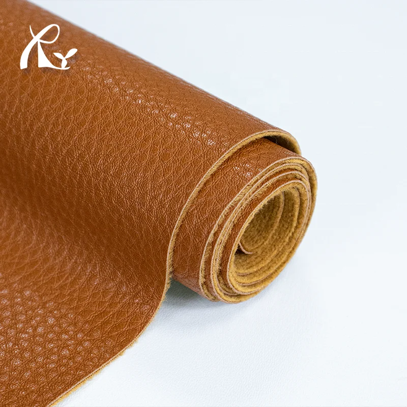 1.0mm Litchi Textured Full Grain Leather  PU Leather for Shoes Bags Furniture Luggage Synthetic Leather Products