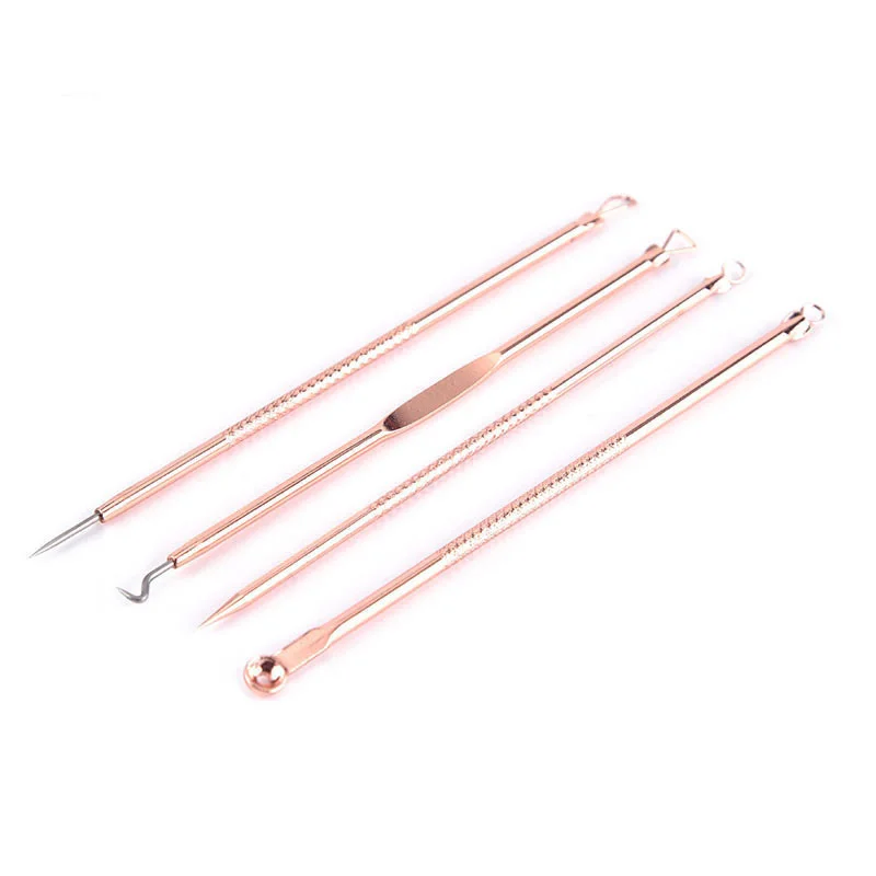 

2021 new 4pcs/pack Face Clean Care Tool Stainless steel Pimple Spot Extractor Acne Blackhead Removal Needles, Rose gold,silver