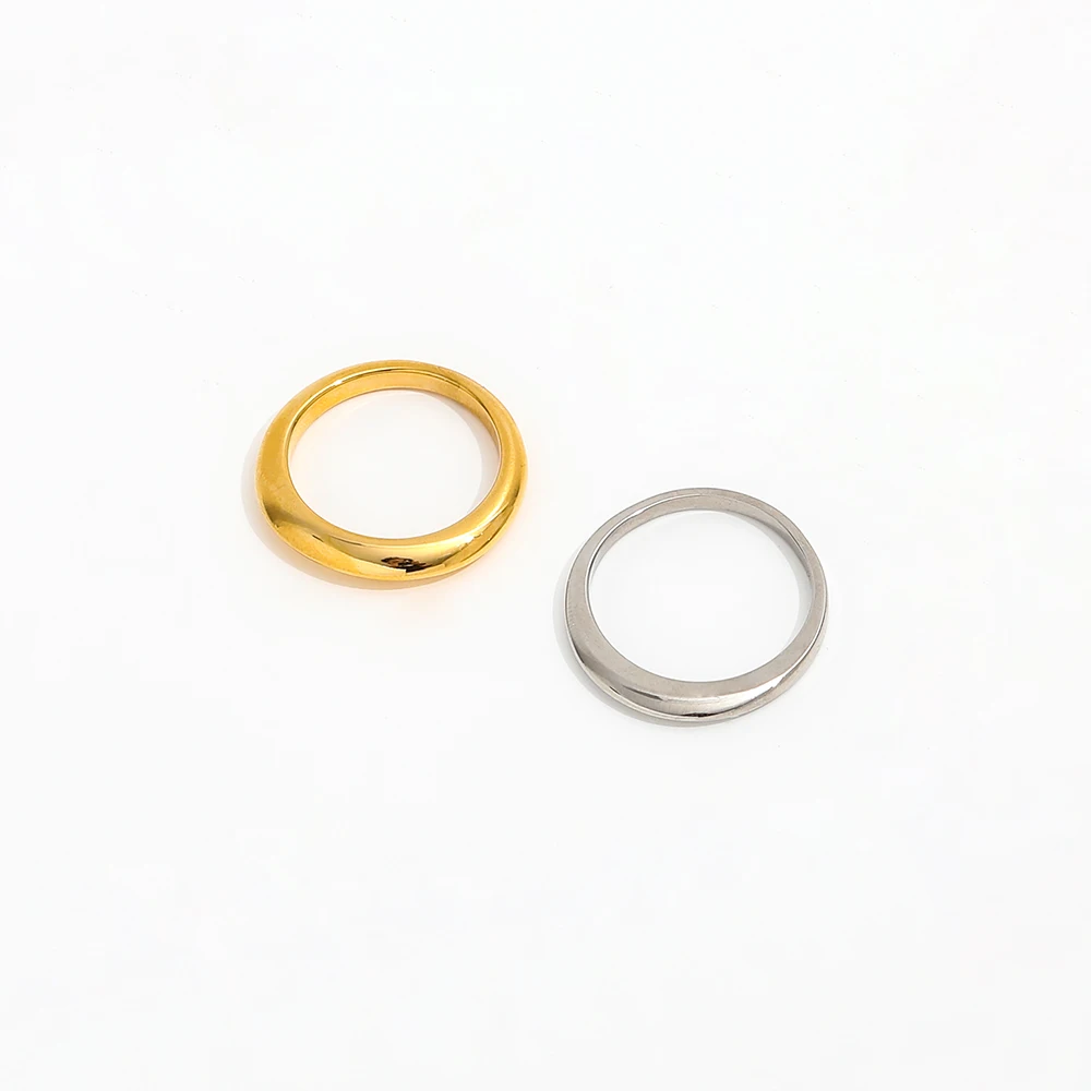 Joolim Jewelry Wholesale 18K Gold Plated Irregular Arc Gradient Stainless Steel Rings for Women