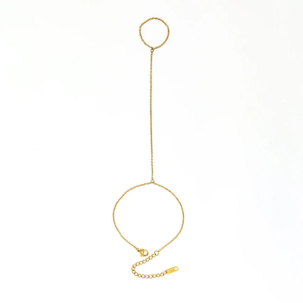 High-End Stainless Steel  Dainty Hand  Chain Tassel Bracelet Ring Dainty Fashion Style Wholesale Jewelry for Women
