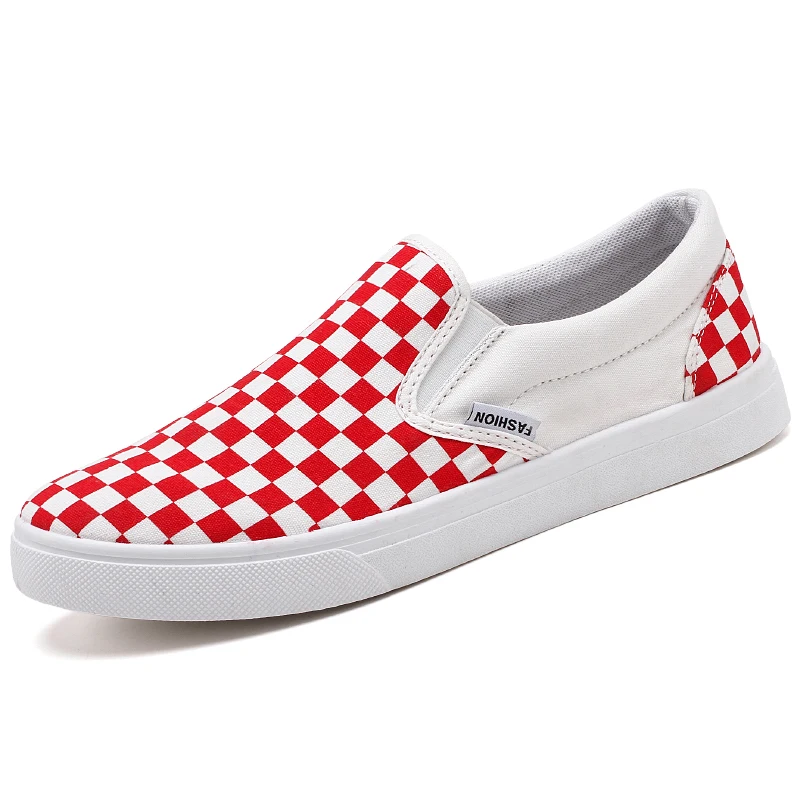 

Men Casual Slip on Sneaker Canvas Shoes Walking Shoes, Red/black