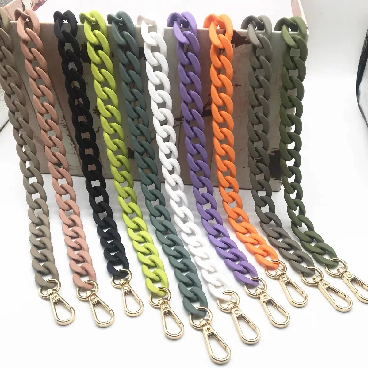 

Tortoise shell acrylic hand bag chain handbag strap factory tansparency and marble color mix link, As picturess