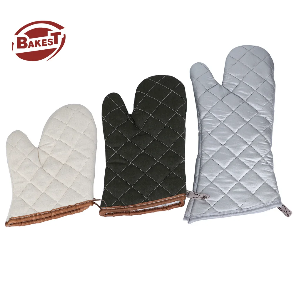 

Bakest Fireproof Coated Oven Mitt Pair Anti-scalding Heat Resistant 400 Degrees Pyrotex Recycled 100% Cotton Gloves For Cooking