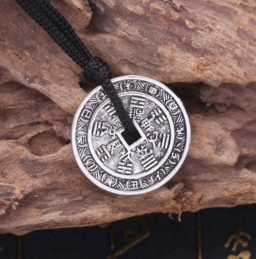 

2021 Vintage Necklace Chinese Tibetan Trigram Copper Money Pendant Charm ethnic jewelry