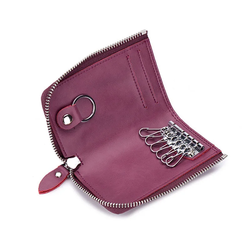 

Fashion Housekeeper Organizer Key Holder Multifunctional Organiser Men Women Long Zipper Genuine Leather Car Key Wallet, 6 colors