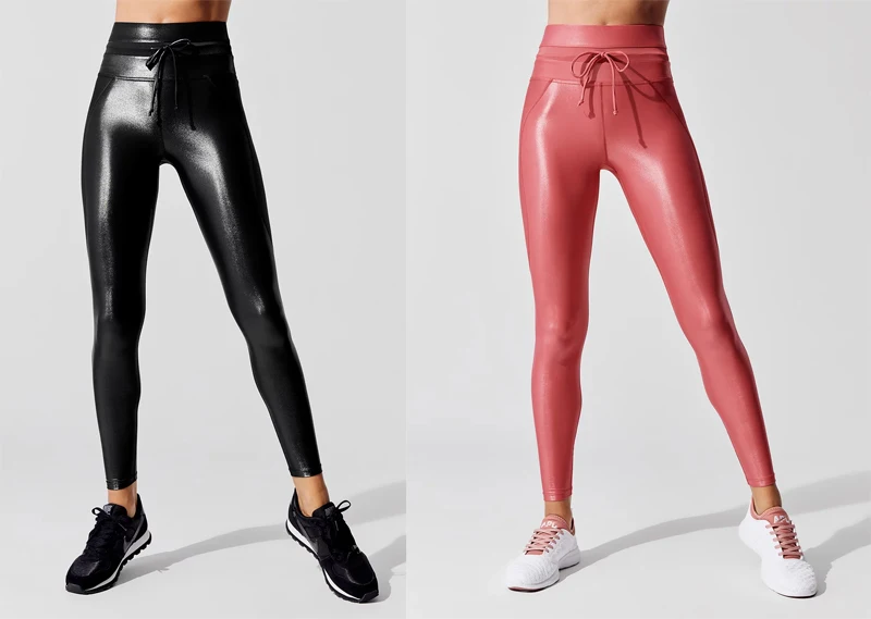 shiny workout tights