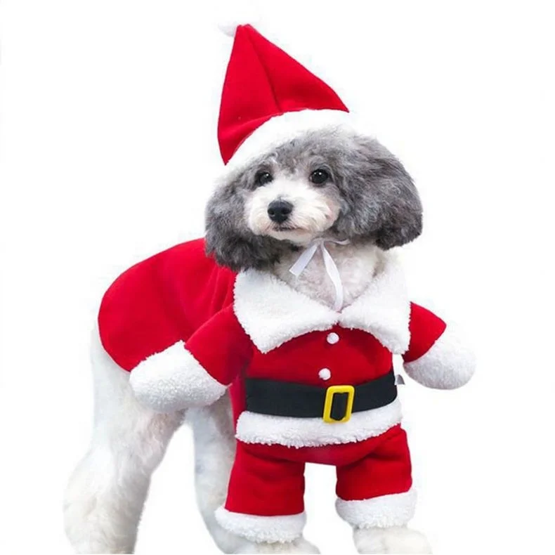 

Christmas Pet Costume Cute Comfortable Winter Soft Clothes For Medium Large Dogs, Red