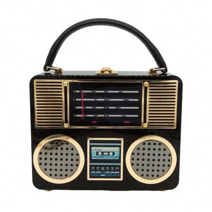 

Vintage Hard Case Acrylic Radio Box Clutch Women Totes Bag Shoulder Crossbody Handbag Purse and evening bags, Customized