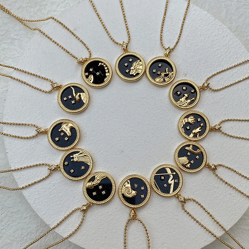 

Customise halskette bijoux plaqu or tarnish free women zodiac gold plated necklace jewelry