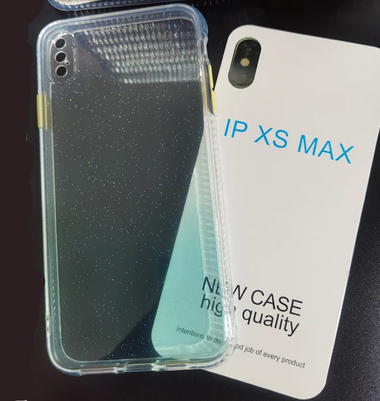 

Wholesale silicone IMD glitter with fade color design double hard TPU shockproof phone cover case for huawei y9 prime, Transparent