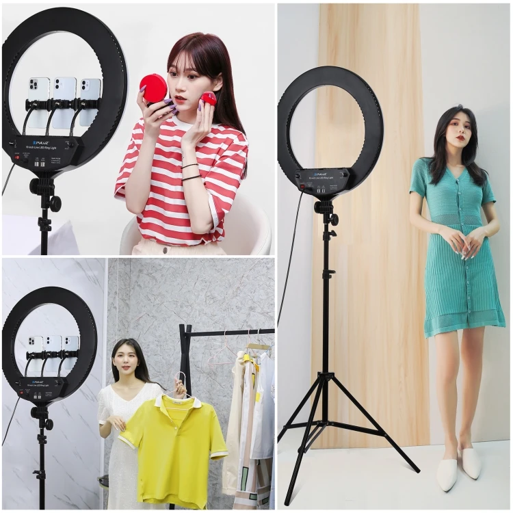 

PULUZ 18 inch portable flexible Dimmable tiktok beauty photography shoot flash selfie led ring light with tripod for live stream