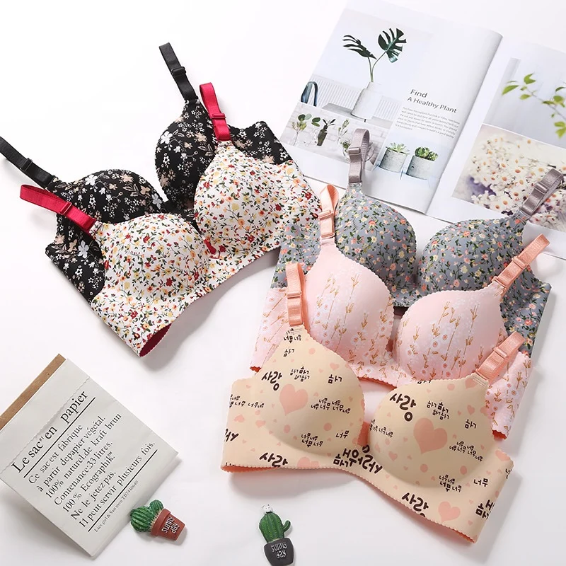 

2143 Fashion Girls Different Patterns Printed Wireless Seamless Padded Bra, 7 colors