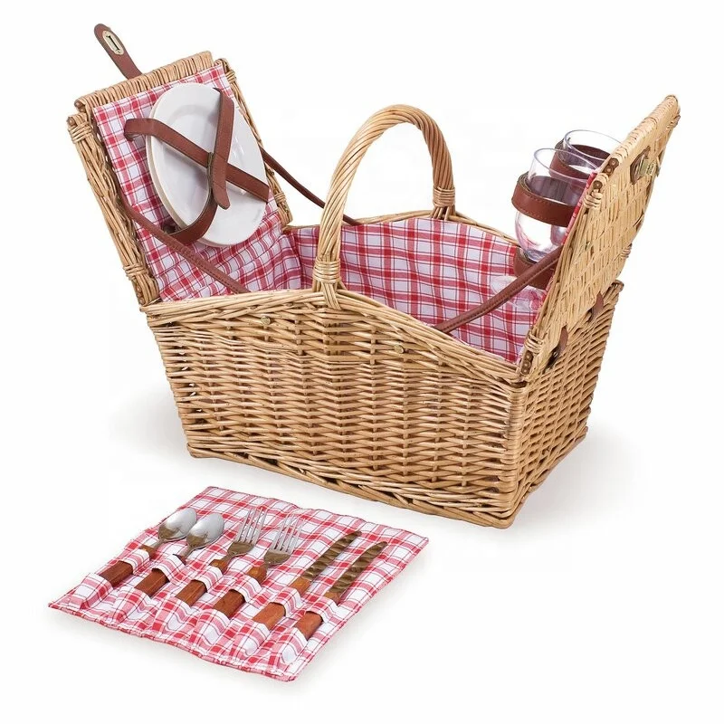 

Eco-friendly handmade hamper wicker storage picnic basket 2 person, Customized color