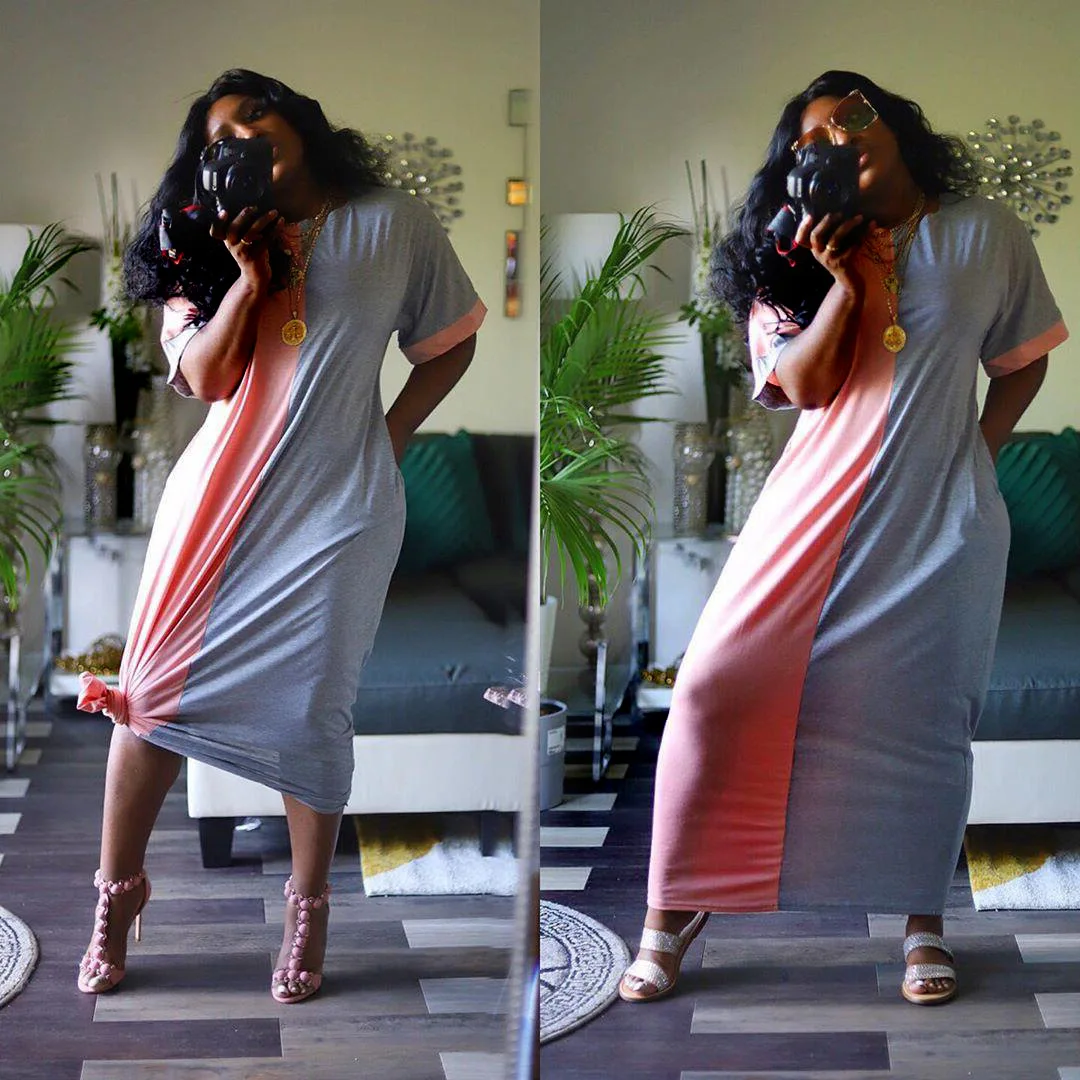 
KEYIDI Wholesale fat lady tie-dye printed straight sexy sling long dresses plus size dress women 