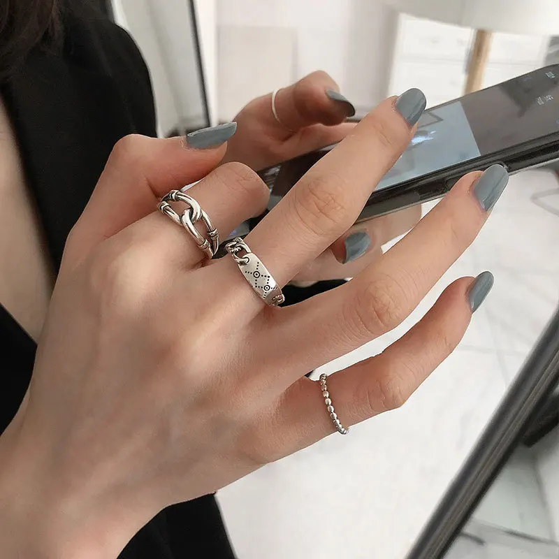 

Vintage 925 Sterling Silver Rings Fashion Small Jewelry For Women And Men Couple Charm Ring, Picture shows