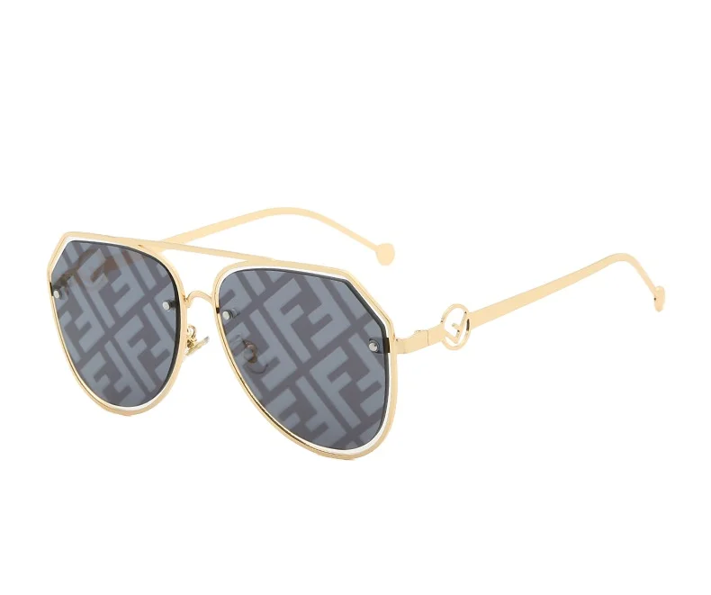 

Drop shipping Best Price F Letter Printing lens sun glasses Flat Top metal F frame Sunglasses for men and women