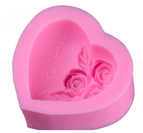 

3D Rose Heart handmade silicone decorative soap mold, Random