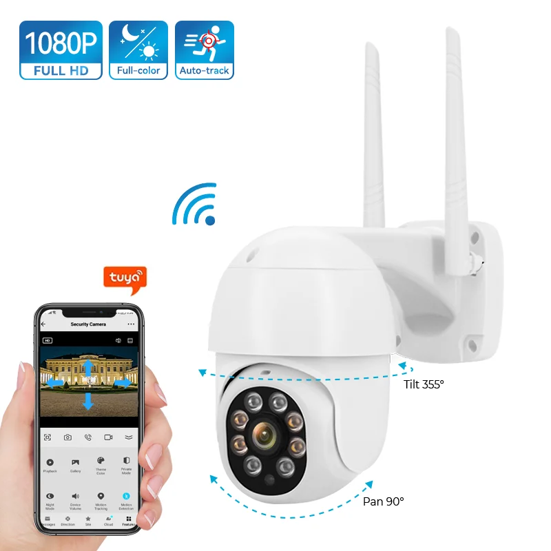 

Outdoor motion detection 1080P wireless network ptz dome camera tuya smart p2p remote two-way audio 2mp wifi ptz cctv camera