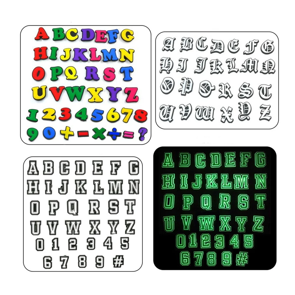 

2022 Old alphabet Wholesale Numbers and letters PVC Clog Shoe Decorations Soft Rubber Shoe croc Charms As a gift for the child, As picture