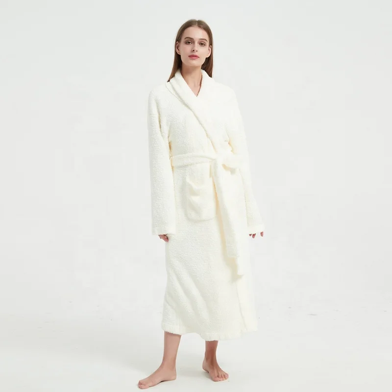 Mls  Hot Selling Soft Warm Comfortable Cozy Polyester Knitted Household Women Bathrobe Adult Sleepwear