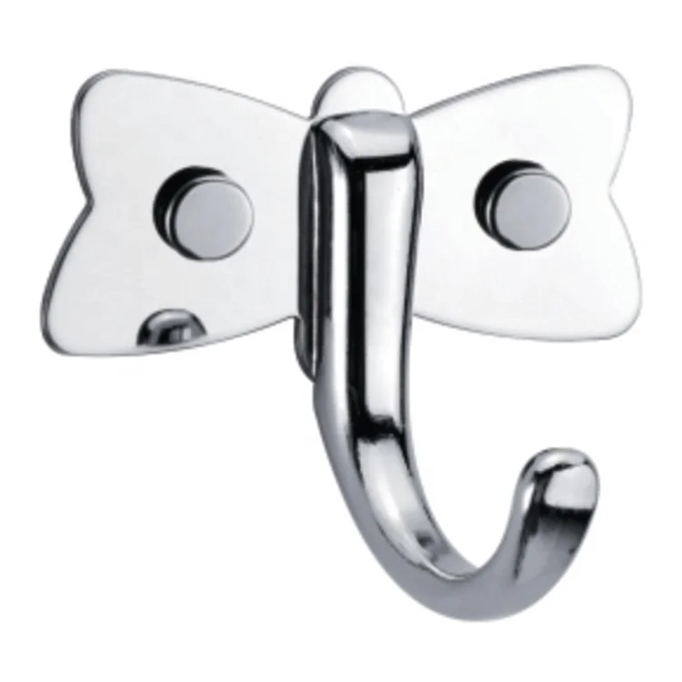 

New Design Butterfly Shape Zinc Alloy Stainless Steel Bathroom Single Towel Hook Coat Hook Wall Hook