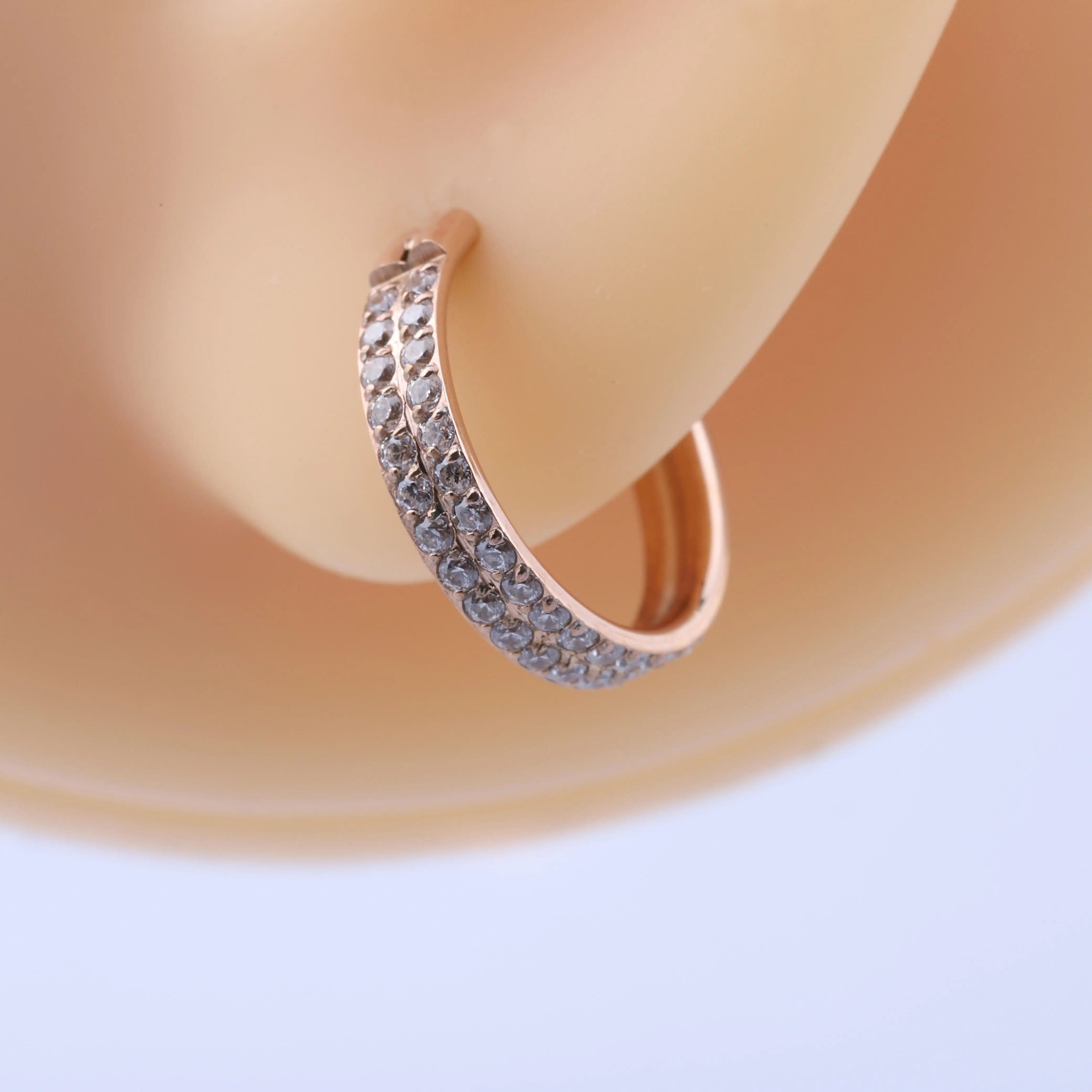 

Unique Simple Pvd Titanium Zircon Prong Earrings Set Designs Double Line Hinged Segment Round Earrings Nose Rings For Women