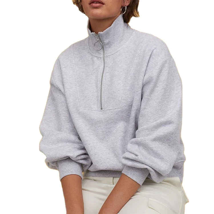 

Women Quarter Zip Sweatshirt Half Zip Cotton pullover Sweatshirt, Custom colors