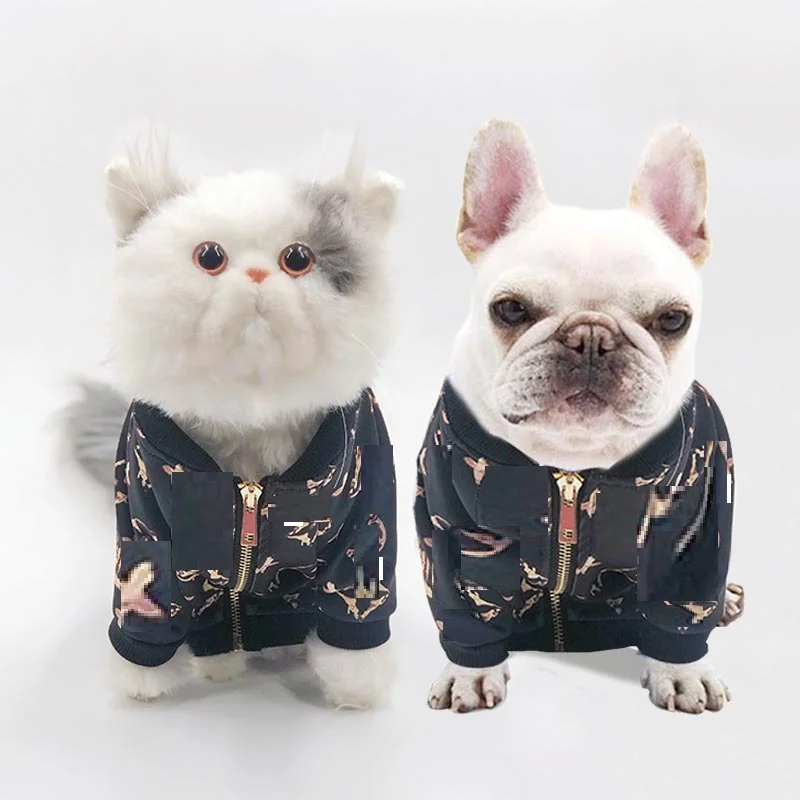 

Pet dog trendy brand jacket fashion casual coat law fighting cat cool clothes wholesale, Black