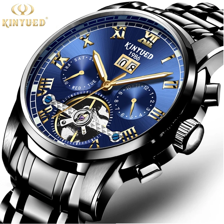 

KINYUED J014 Charming Men Business Luminous Stainless Steel Watch Mechanical Men's Sport Watches, As picture