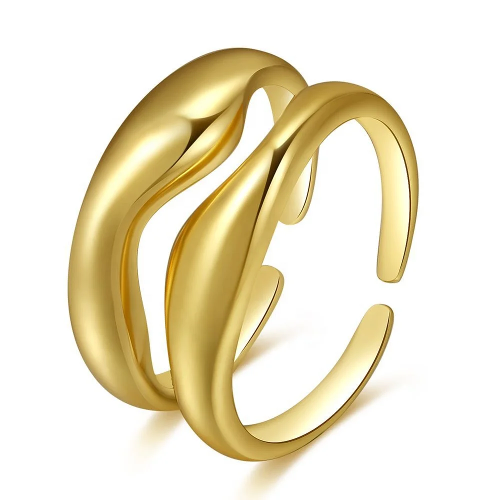 

New Open Rings Geometric Gold Plated Minimalist Brass Ring For Gift