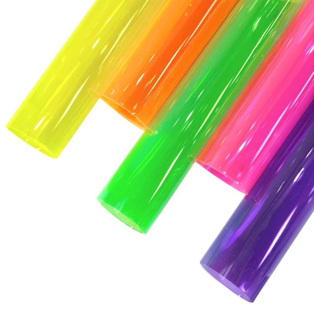 9 Pcs Clear PVC Vinyl 21cmx30cm Fluorescent Solid Color Transparent Waterproof Film for Hair Bows Earrings Crafts