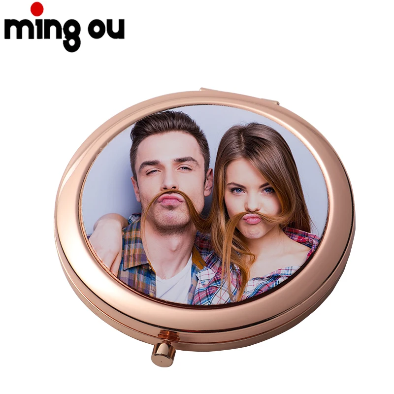 

Fashion DIY photo Small Mini Rose Gold Metal Sublimation Compact Mirror