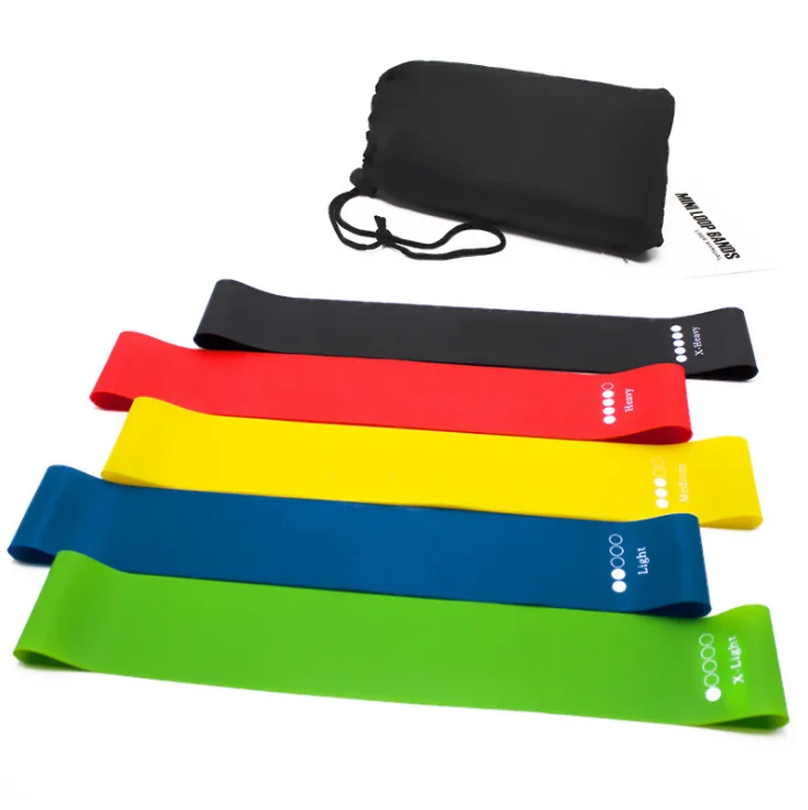 

Custom Logo Workout Bands Resistance Loop Exercise Bands with Instruction Guide and Carry Bag, Red yellow green blue black