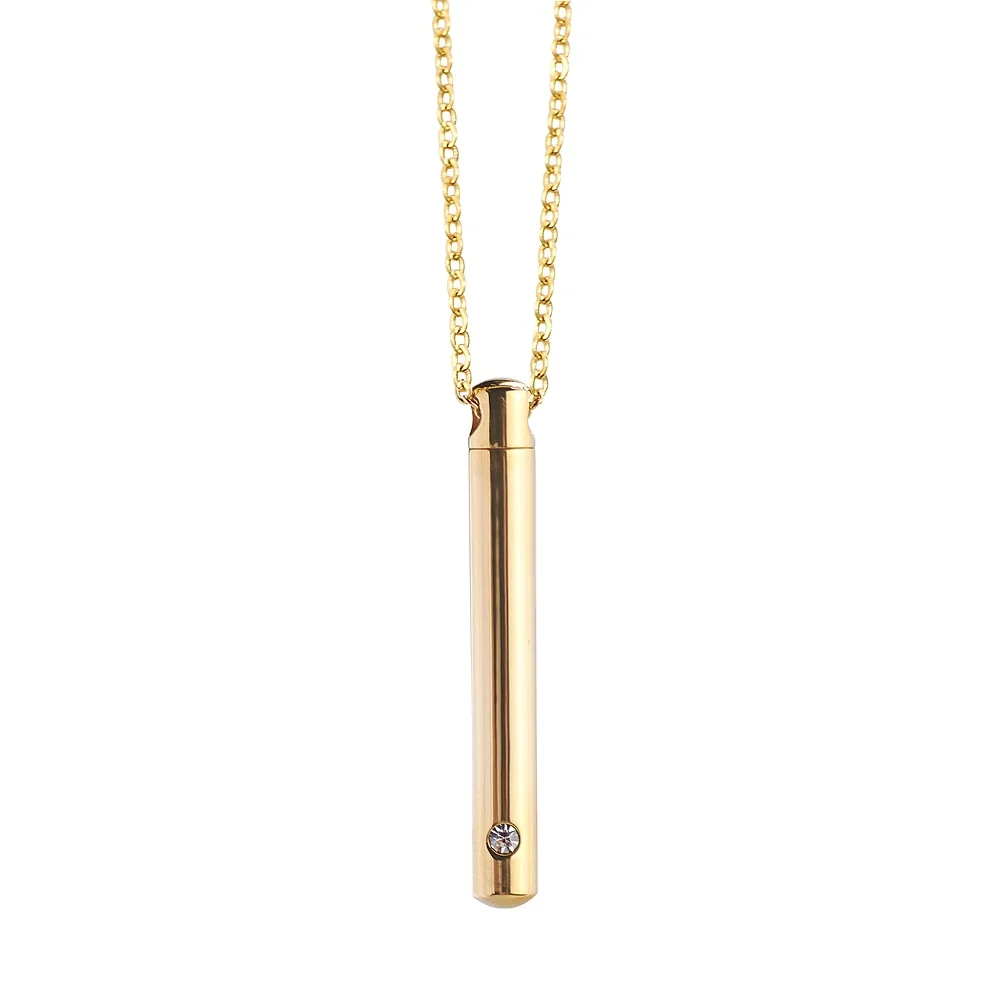 

Stainless Steel Commemorative Urn Pet Cremation Ashes Perfume Bottle Jewelry Series Gold Zircon Cz Necklace