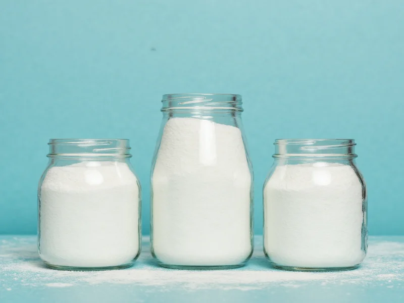 Three glass jars of homemade washing detergent