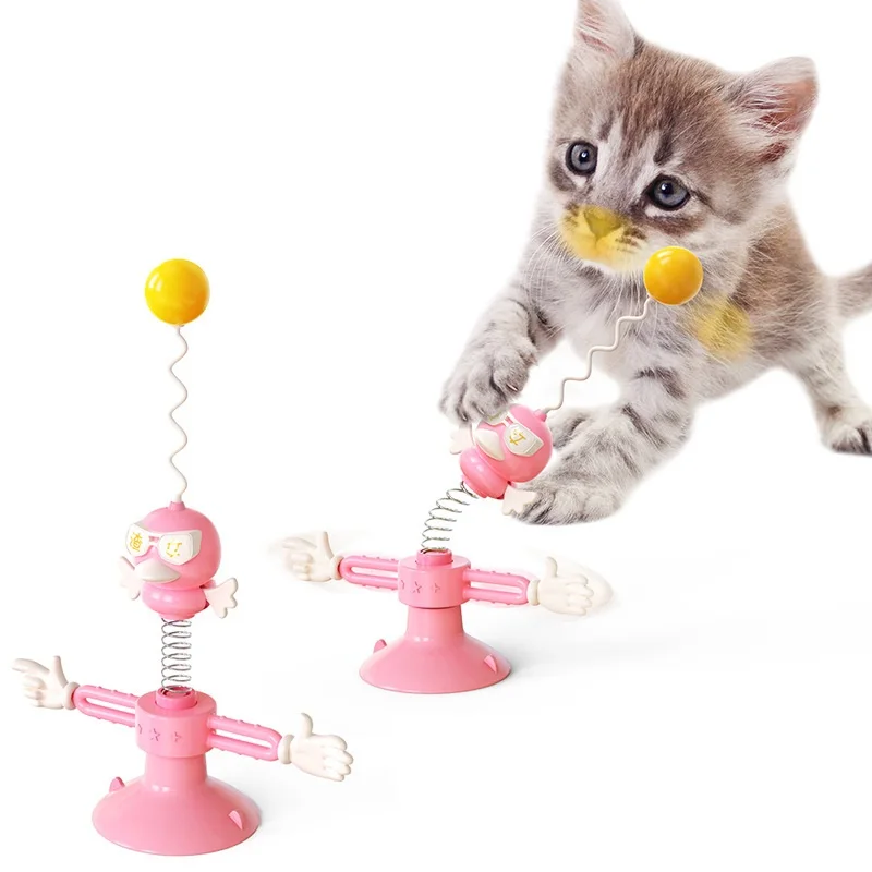 

Cat interactive amuse oneself spring windmill rotary bird tickle cat stick tumbler spin cat toy, Picture showed