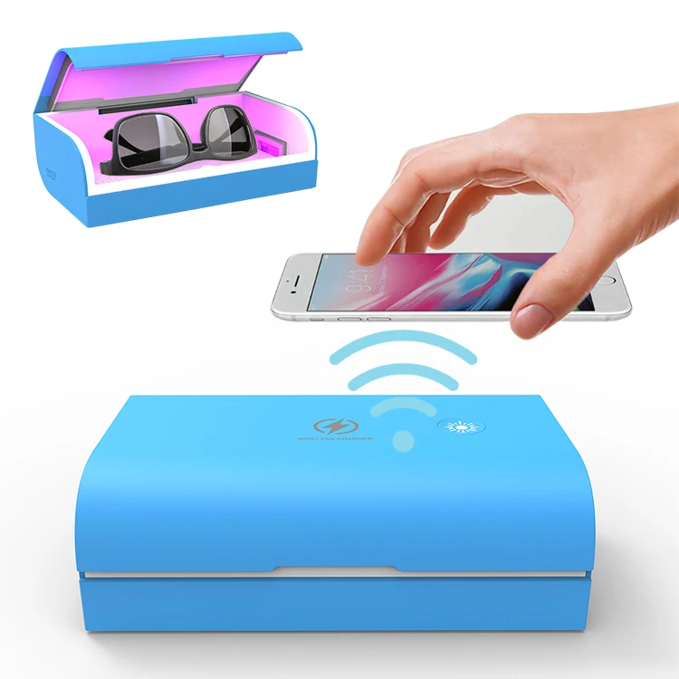 

Uv Disinfection Cabinet Watch Necklace Makeup Tool Disinfection Box Wireless Charger Uv Sterilizer Disinfection Box, White+blue